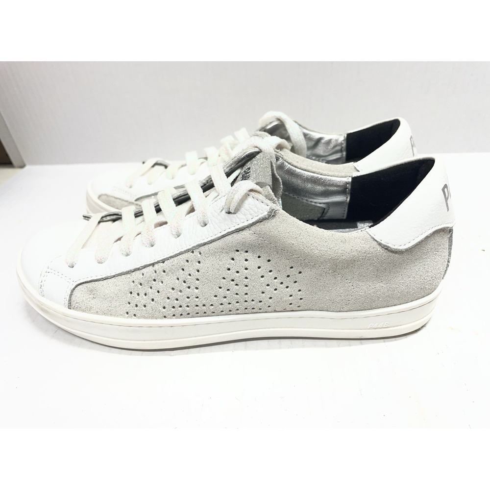 P448 John Low Top Perforated Leather Logo Sneakers Women's Size 7.5-8 EUC